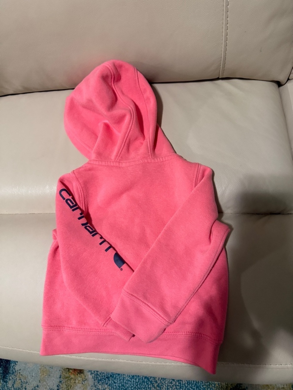 Carhartt Kids Coral Pink Half-Zip Hooded Sweatshirt - Picture 2 of 3